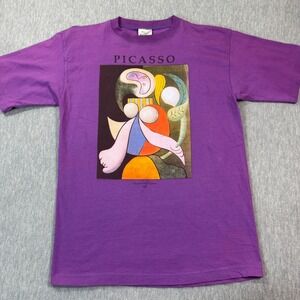 Pablo Picasso Shirt Adult Large Purple Woman with Flower Vintage 1993 USA 90s